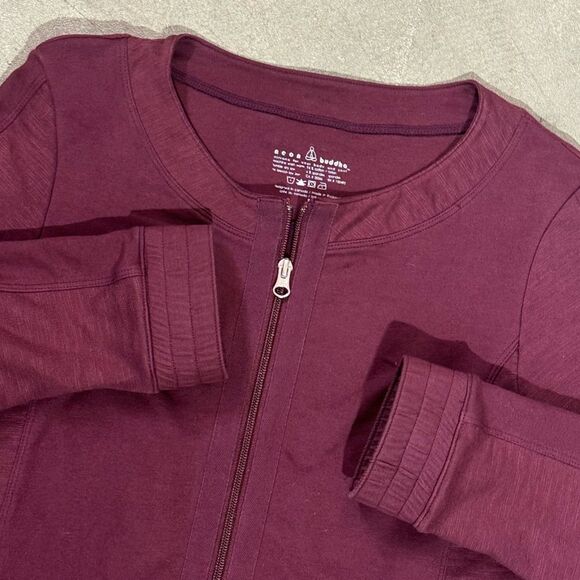 Neon Buddha Gray Full Zip Sweatshirt Jacket Activewear Womens Small Burgundy - Picture 4 of 7